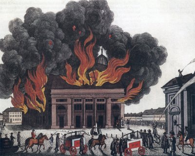 Brand van het koninklijk theater op 29 juli 1817 door P. Haas